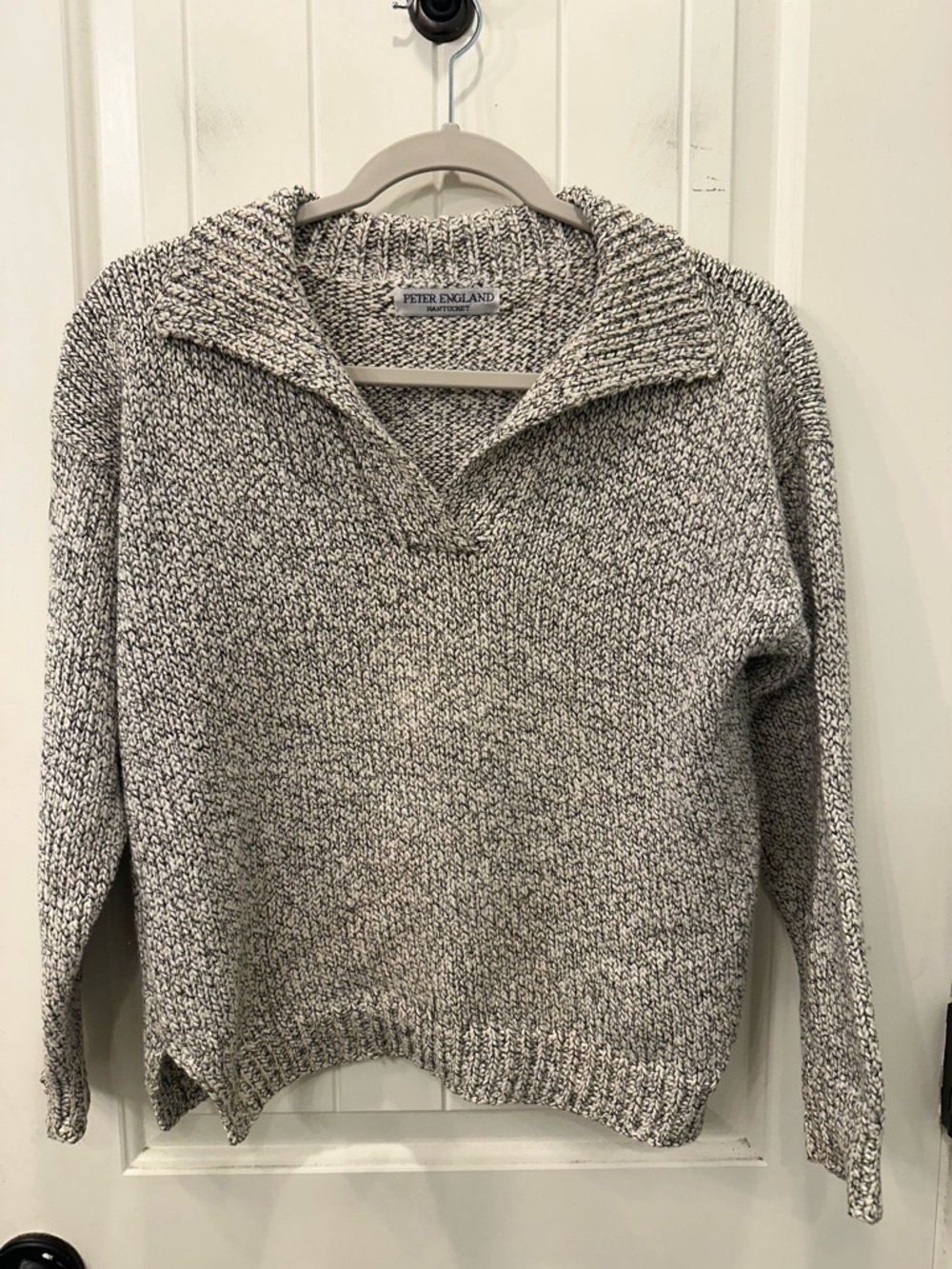 Peter England Nantucket Collared Knit Sweater Coastal Grandma